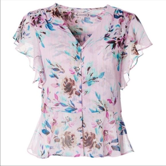 Nanette Lepore peplum flutter sleeve top - Picture 1 of 6